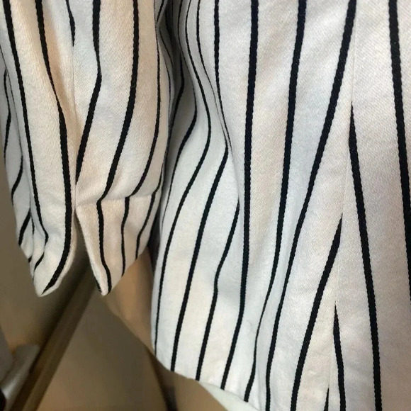 Chaps Lined Jacket White Black Horizontal Striped ButtonUp Sz1X Business Career - Picture 8 of 10